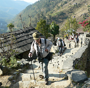Trekking up the mountain